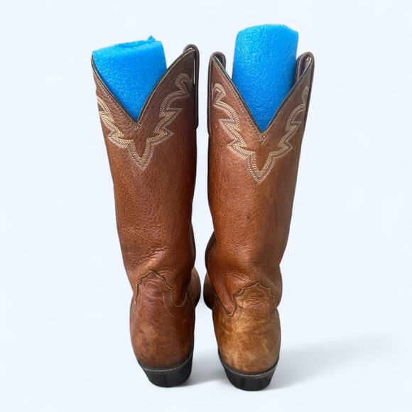 VTG Lucchese T3007 Rio Bravo Collar Stitch Leather Western Boots Brown Mens 8.5 - Picture 7 of 12